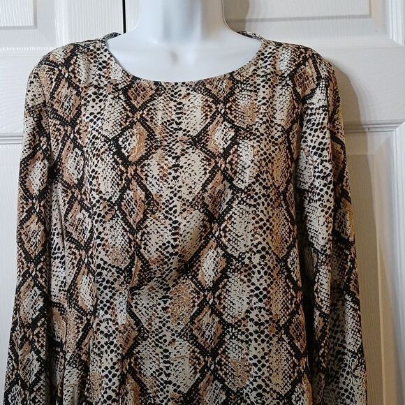 The Limited snakeskin print long sleeve blouse career casual office attire  Sz L - Picture 3 of 7